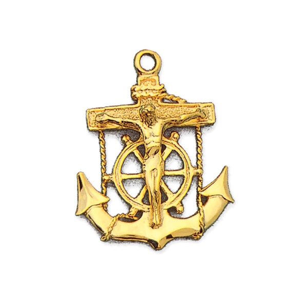 "Set Sail with Faith and Style - Gold Mariner Crucifix Anchor Pendant" - Image 2