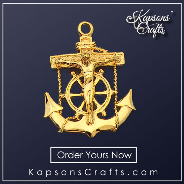"Set Sail with Faith and Style - Gold Mariner Crucifix Anchor Pendant"