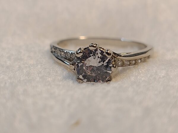Radiant Solitaire Silver Ring