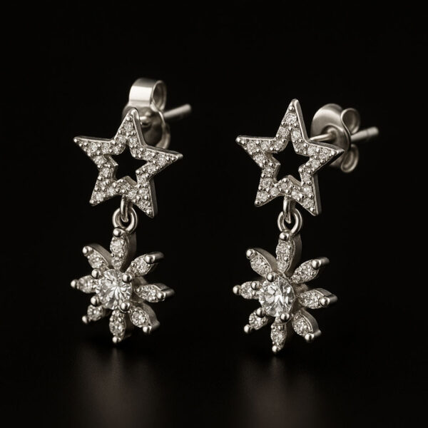 Celestial Starburst Silver Earrings