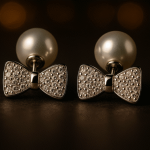 Bow Pearl Silver Earrings