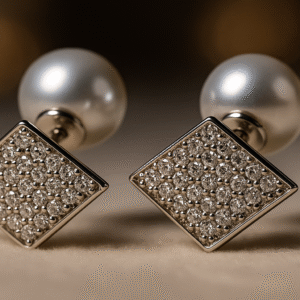 Diamond Pearl Silver Earrings
